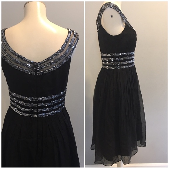 ADRIANNA PAPELL BLACK SEQUIN DRESS - Picture 2 of 5